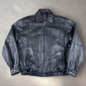 Vintage Excelled Leather Bomber Jacket Men's L Black‎ 90s Quality Lined